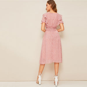 "The 80's" Pink Ruffle Dress