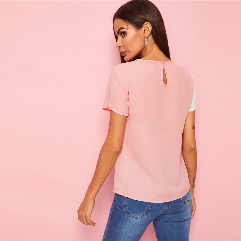 Spliced Cut-And-Sew Blouse