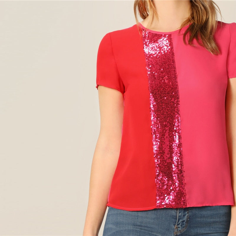 Spliced Cut-And-Sew Blouse