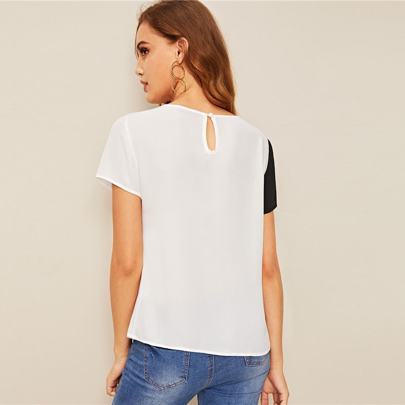 Spliced Cut-And-Sew Blouse