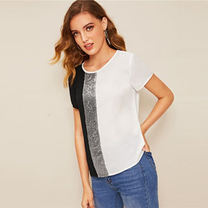 Spliced Cut-And-Sew Blouse