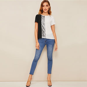 Spliced Cut-And-Sew Blouse