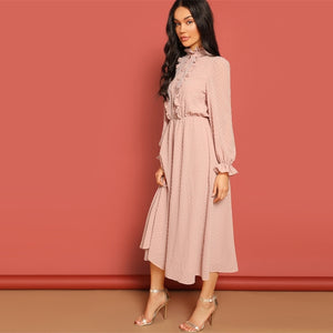 "Mira" Jacquard Long Dress