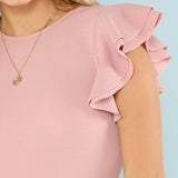 Solid Layered Ruffle Textured Bodysuit