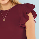 Solid Layered Ruffle Textured Bodysuit