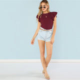 Solid Layered Ruffle Textured Bodysuit