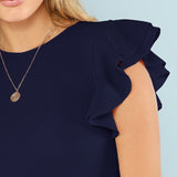 Solid Layered Ruffle Textured Bodysuit
