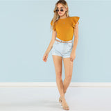 Solid Layered Ruffle Textured Bodysuit