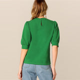 Green Puff Blouse