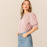 Green Puff Blouse