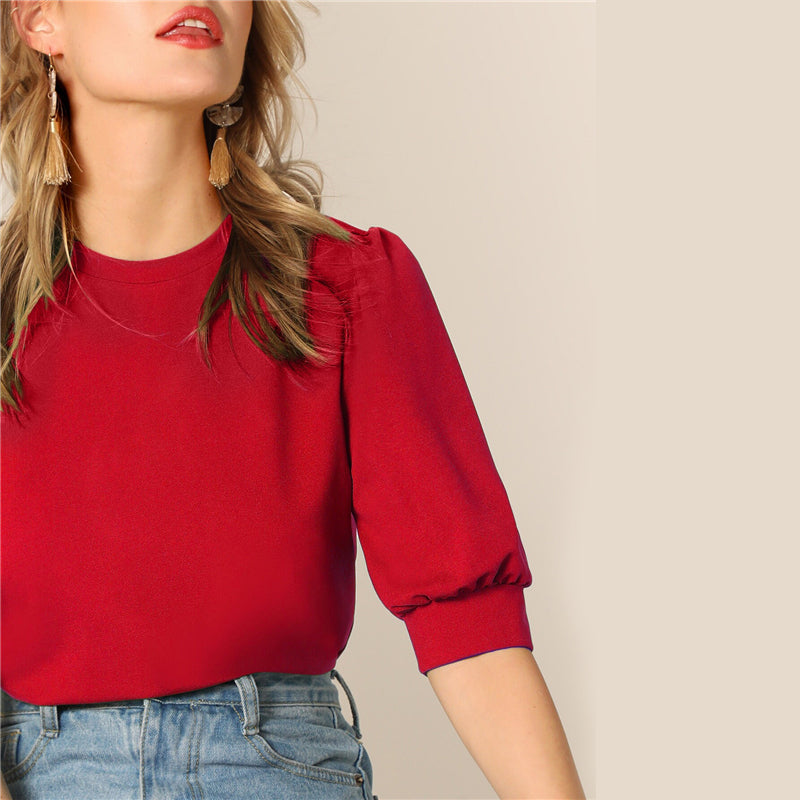 Green Puff Blouse