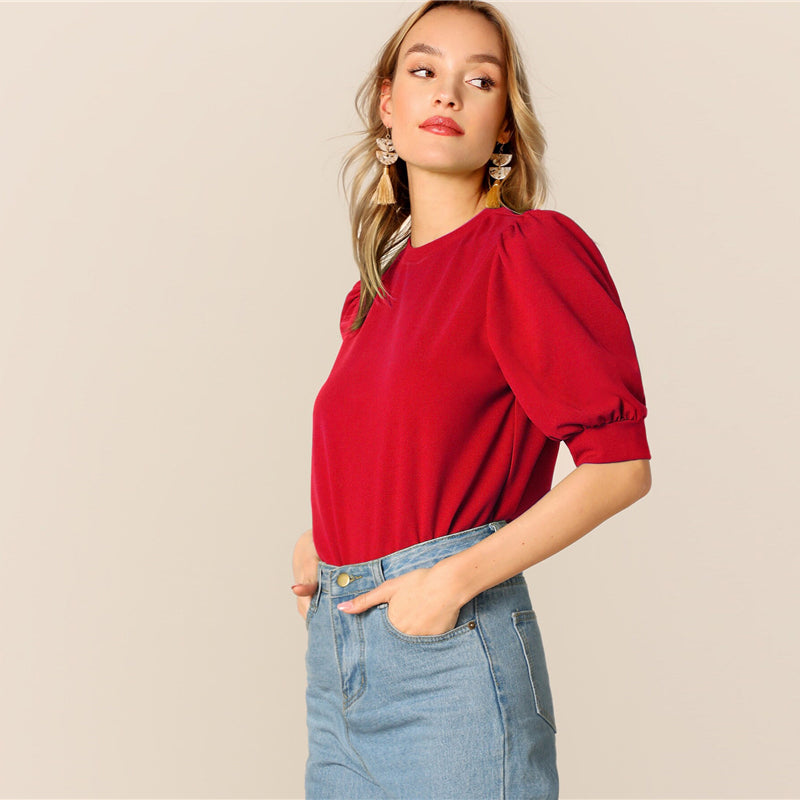 Green Puff Blouse
