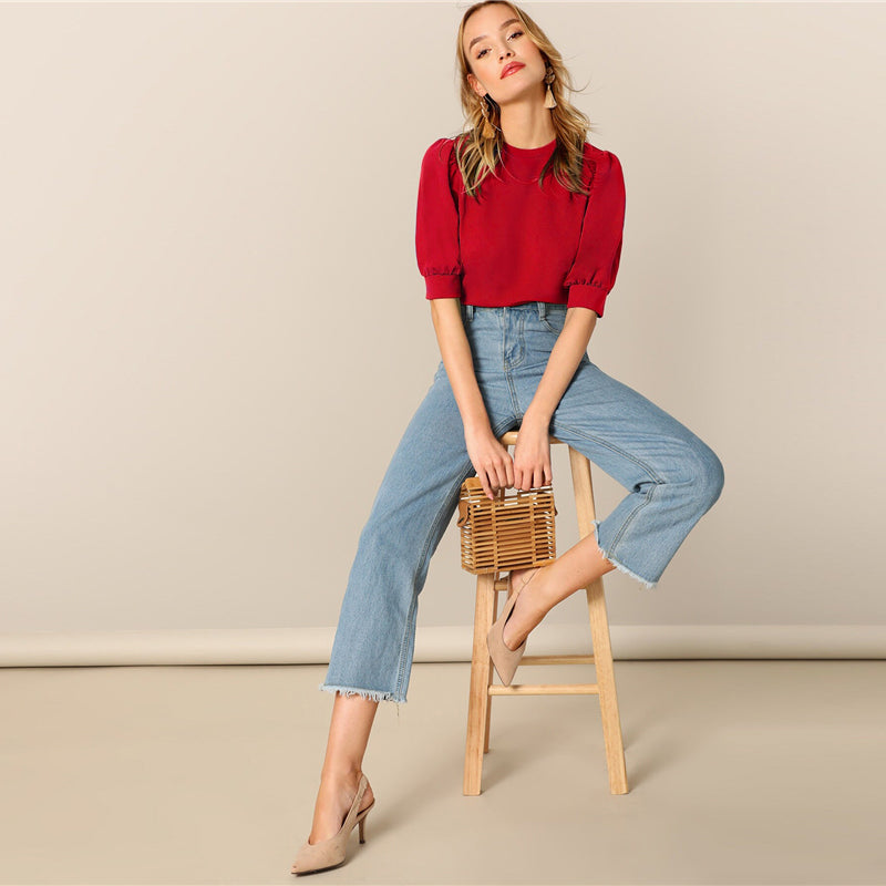 Green Puff Blouse