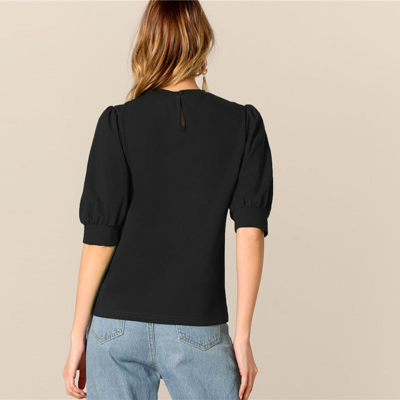 Green Puff Blouse