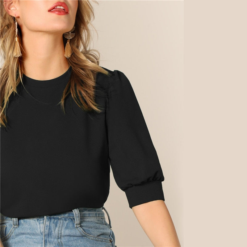 Green Puff Blouse