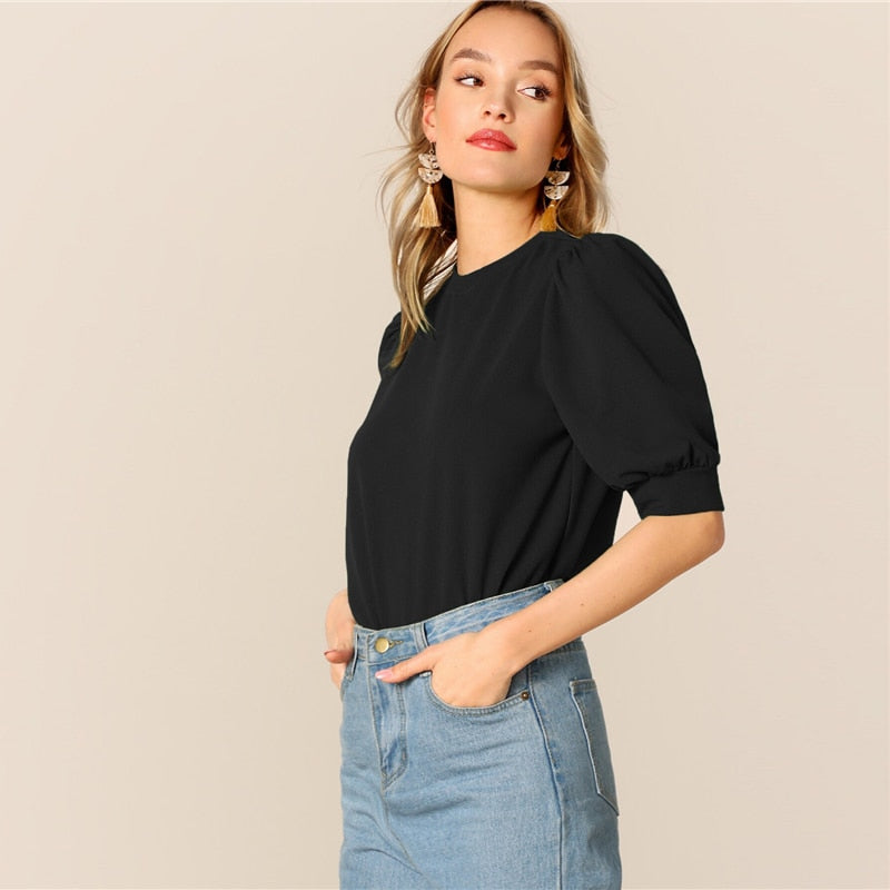 Green Puff Blouse