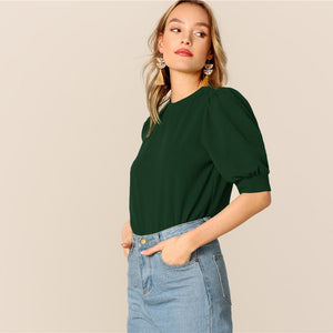 Green Puff Blouse