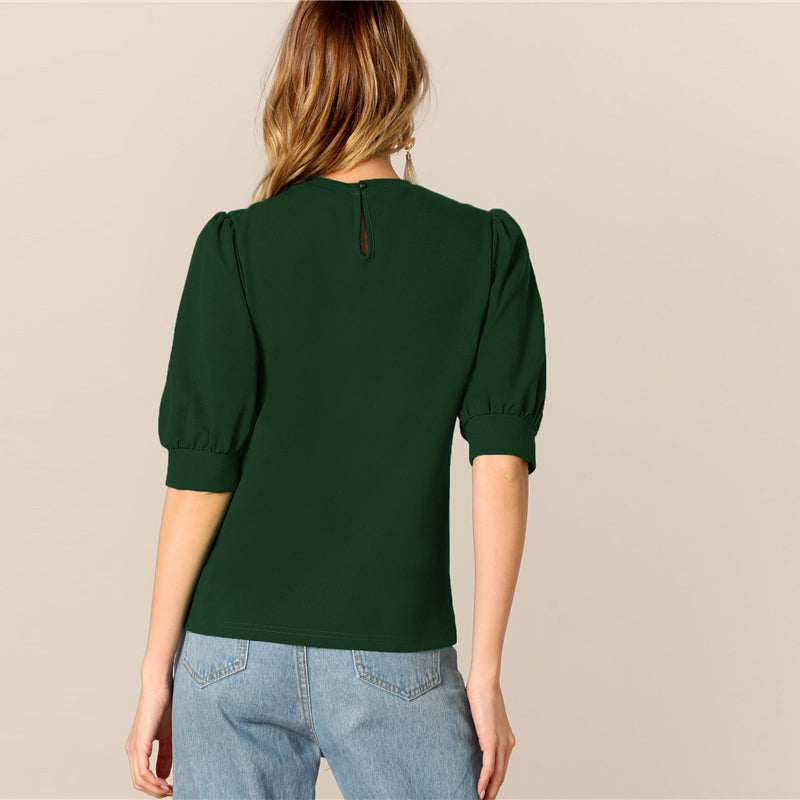 Green Puff Blouse