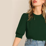 Green Puff Blouse