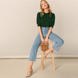 Green Puff Blouse