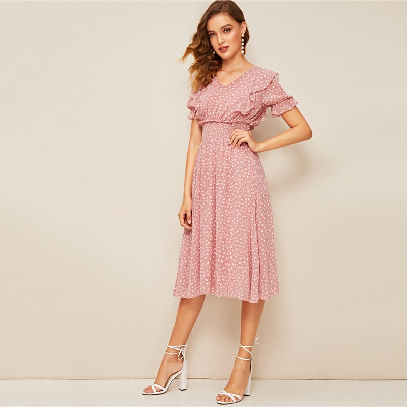 "The 80's" Pink Ruffle Dress