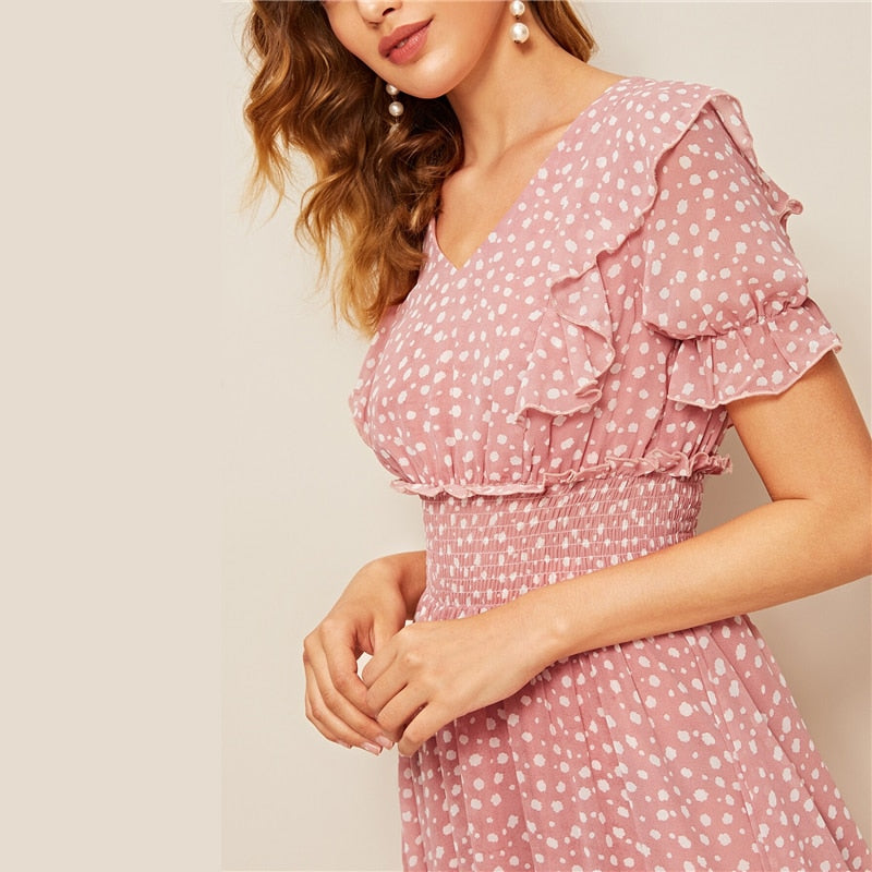 "The 80's" Pink Ruffle Dress