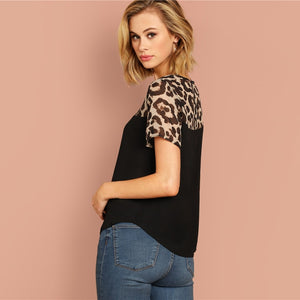 Black Leopard Blouse