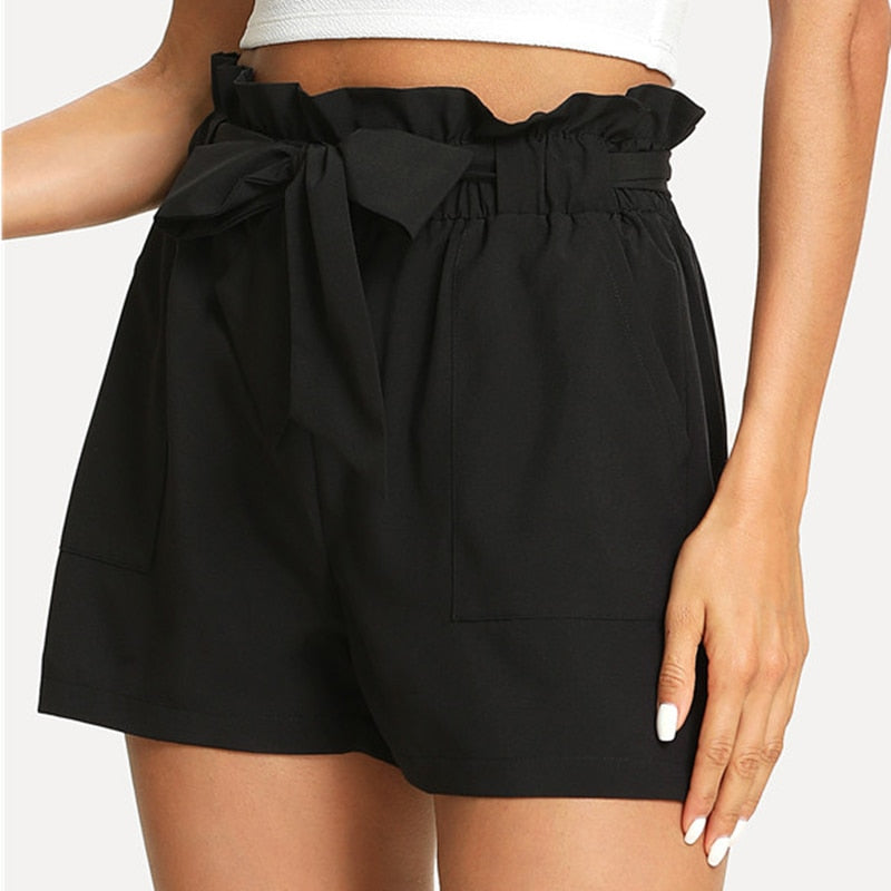 Self Belted Ruffle Shorts