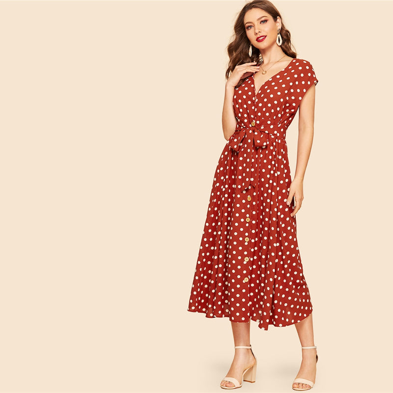 Belted Shirt Button Dress