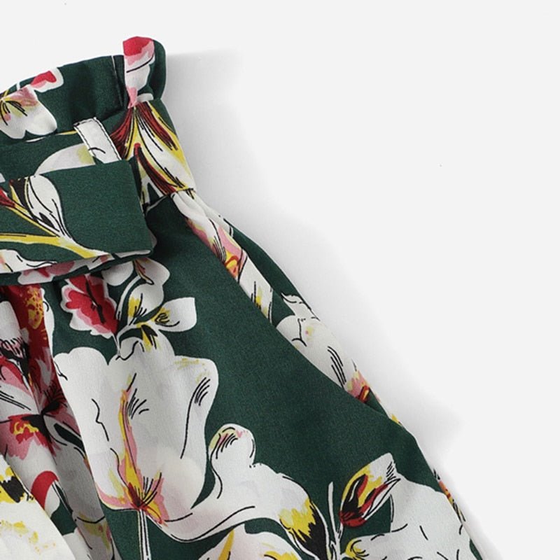 Self Tie Floral Print Shorts