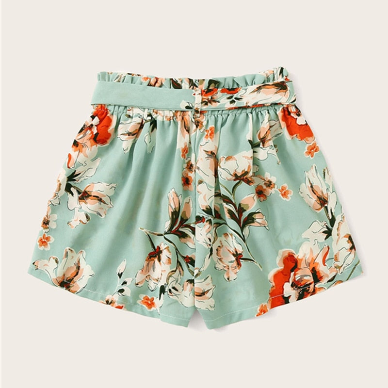 Self Tie Floral Print Shorts