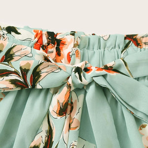 Self Tie Floral Print Shorts