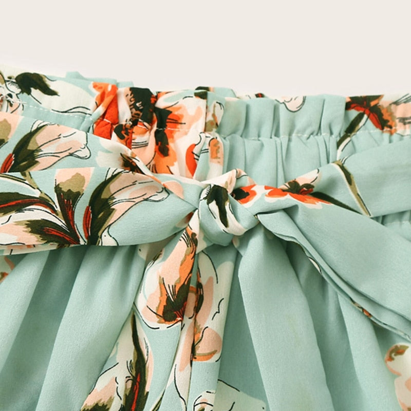 Self Tie Floral Print Shorts