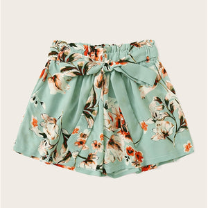 Self Tie Floral Print Shorts