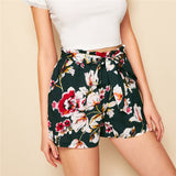 Self Tie Floral Print Shorts