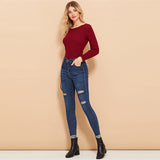 Blue Ripped Roll-Up Denim Jeans