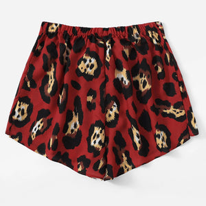 Red Leopard Print Shorts