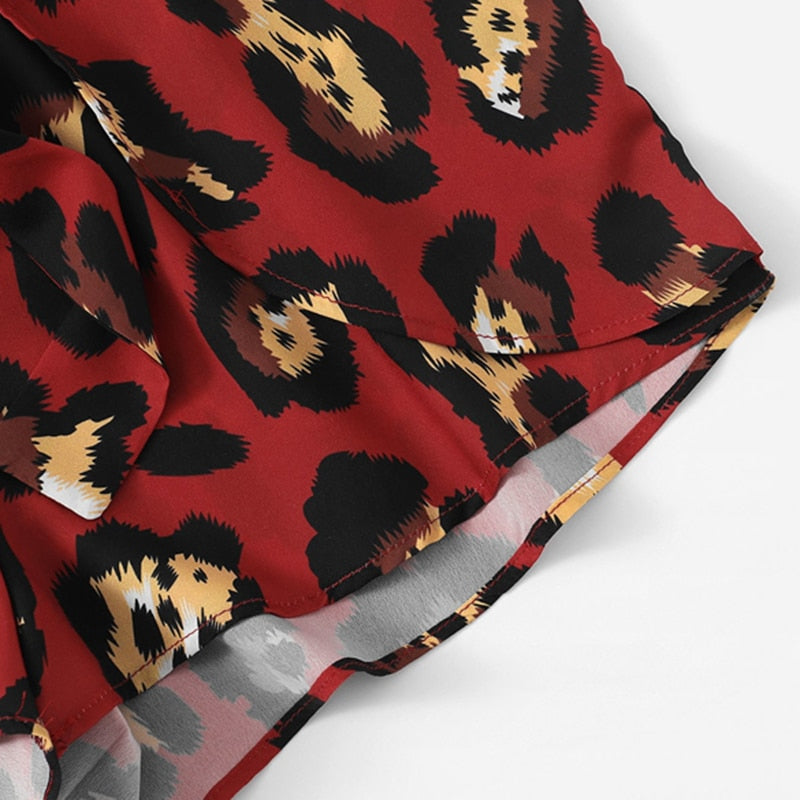 Red Leopard Print Shorts
