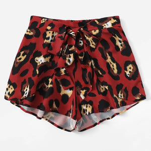 Red Leopard Print Shorts