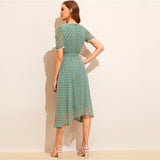 "The 90's"Lace Trim Belted Dress