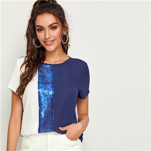 Spliced Cut-And-Sew Blouse
