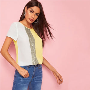 Spliced Cut-And-Sew Blouse
