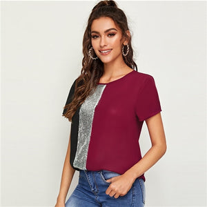 Spliced Cut-And-Sew Blouse