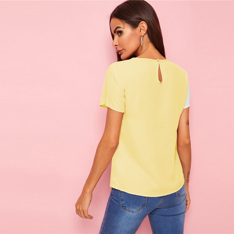 Spliced Cut-And-Sew Blouse