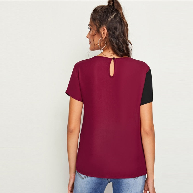 Spliced Cut-And-Sew Blouse