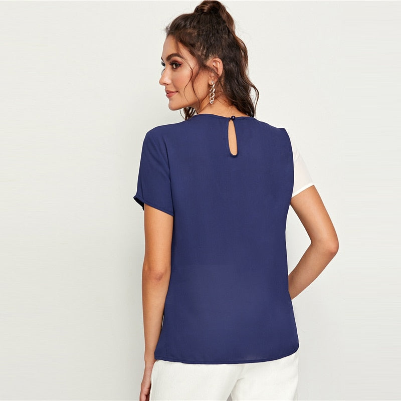 Spliced Cut-And-Sew Blouse