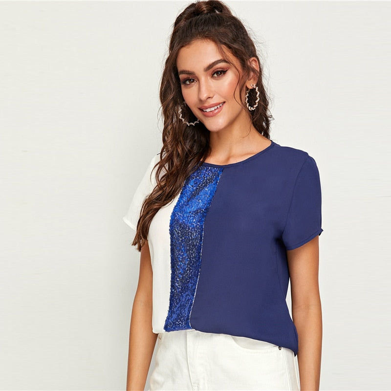 Spliced Cut-And-Sew Blouse