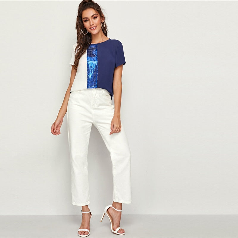 Spliced Cut-And-Sew Blouse