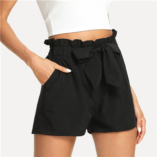 Self Belted Ruffle Shorts