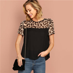 Black Leopard Blouse